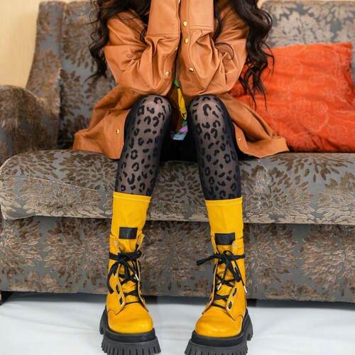 ntage Leopard Animal Pattern Sheer Tights Seamless Stockings