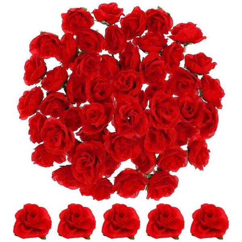 Mini Red Flowers Faux Fall Decor Artificial 4cm Rose Silk
