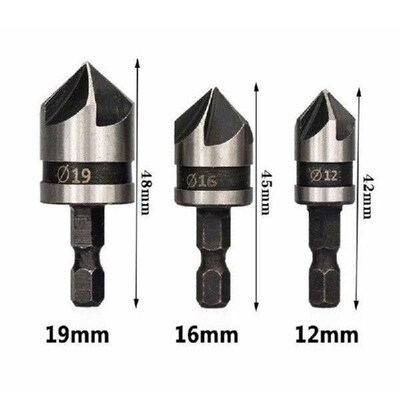12/16/19mm Countersink Boring Drill Bit Set for Wood Metal