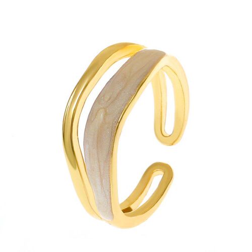 Korean White MotherofPearl Double Retro Ring Open Design Irr