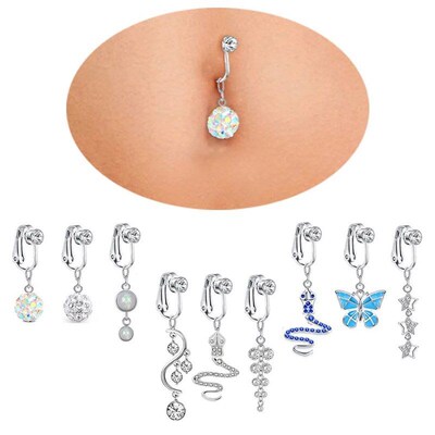 Faux Fake Belly Ring Snake Fake Belly Piercing Clip on Umbil