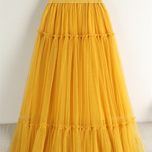 TIGENA Women Tutu Tulle Long Skirt 2023 Spring Summer Korean