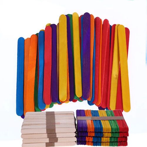 Colorful Hand Crafts 50pcs DIY Wooden s Popsicle Ice Cream s