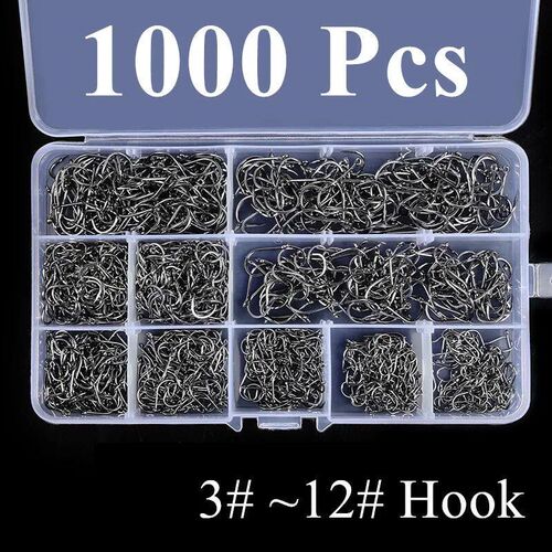 50/100/200/300/400/500/600/1000PCS Fishing Hooks Set High Ca