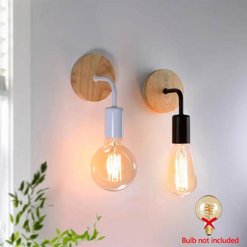 Wood Wall Lamp Vintage Sconce Wall Lights Fixture E27 Bedsid
