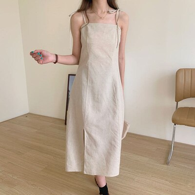 Niche Linen Slip Skirt Summer Mid-Length Waisted Slim Should