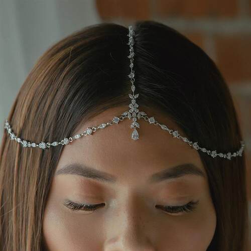 Stonefans Boho Bridal Wedding Head Chain Exquisite Cubic Zir