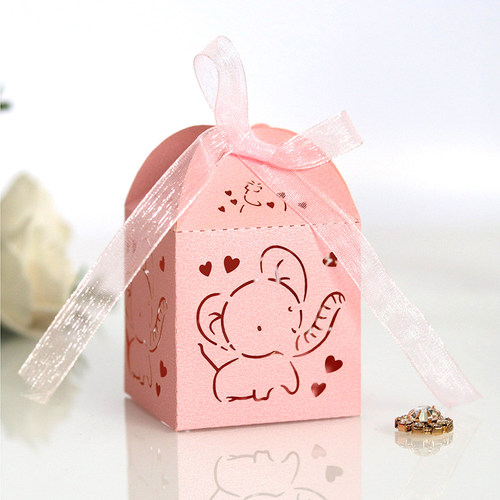 10/50/100pcs Elephant Laser Cut Carriage Favors Box Gifts Ca