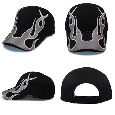 Fire Baseball Cap Printed Logo Flame Hip Hop Street Wear Hat