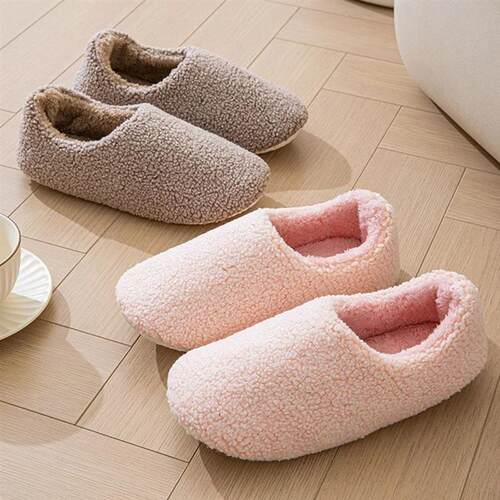 Women Plush Slippers Closed Back Indoor Slippers Curly Fleec