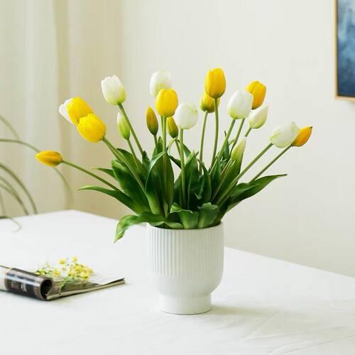 Silicone Tulip (3 Flowers+2 Bud) Bouquet Real Touch High Qua