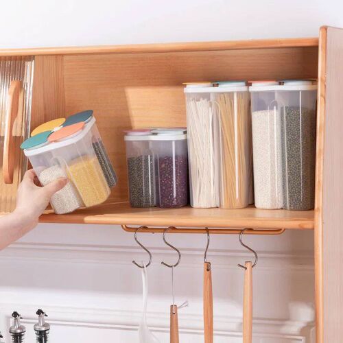 Kitchen Cereals Storage Box Plastic 4 grids Cereals Sealed J