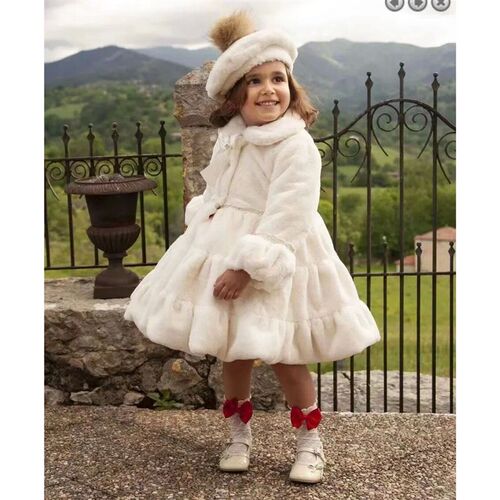 1-12Y Baby Girl Autumn Winter Pink White Fur Palace England