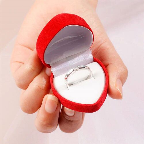High Grade Velvet Heart Ring Box Red Love Shaped Rings Earri