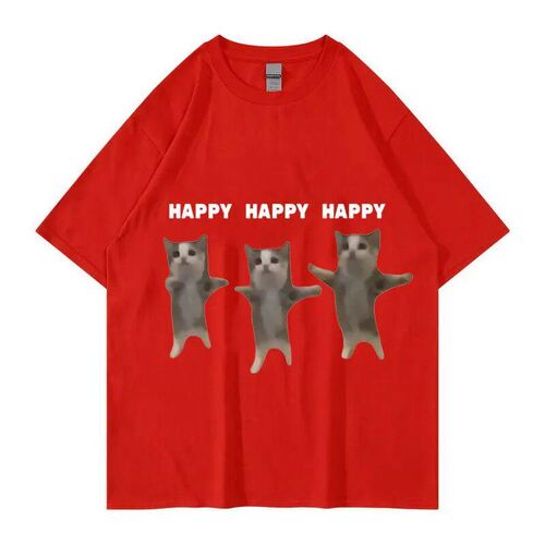 Funny Cute Cat Meme Graphic TShirt Happy Dance Cat Print Sho