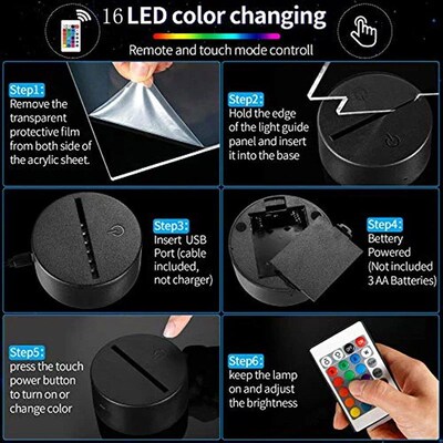 2025 3D Illusion Stitch Night Light with Remote Control and