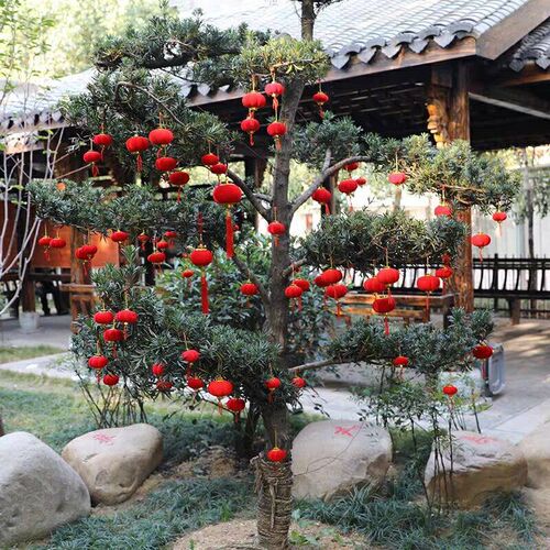 Wholesale Flocking Ball Small Red Lantern Flocking Lantern B