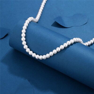 Pearl Necklace Men Simple Handmade Strand Bead Necklace  New