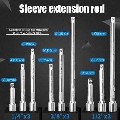 1/4  3/8  1/2  Drive Extension Set Socket Ratchet Wrench Ext