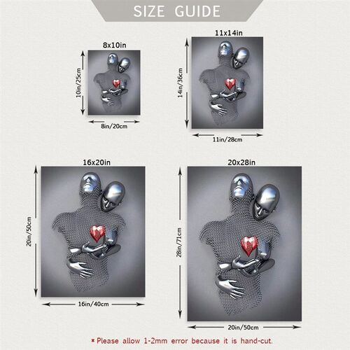 3pcs Modern Metal Figure Statue Wall Art Posters Romantic  P
