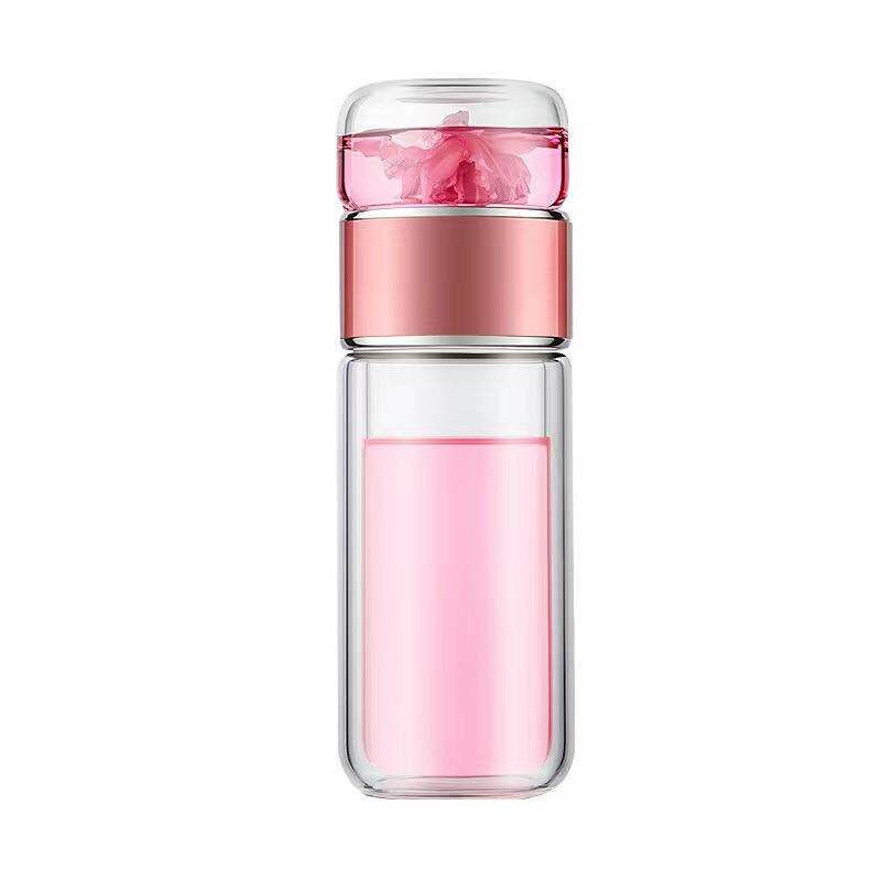 360ML Tea Water Bottle High Borosilicate Glass Double Layer