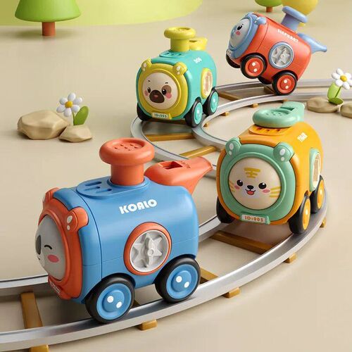 Kids Inertia Toy Press Face Changing with Whistle Small Trai