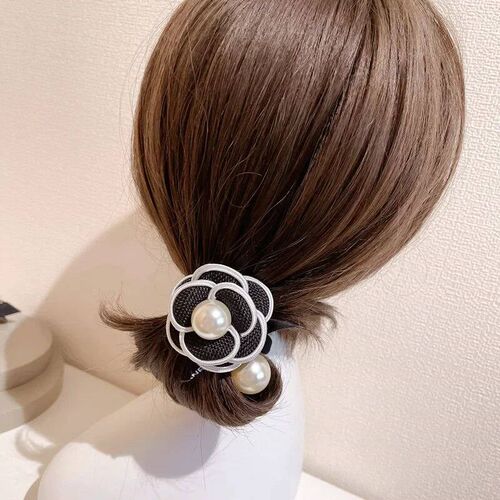 Retro Camellia Hair Ties Ring Elegant Flower Head Rope Ball