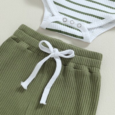 Ribbed Stripe New Baby Boy Girls Clothes Fall Toddler Outfit