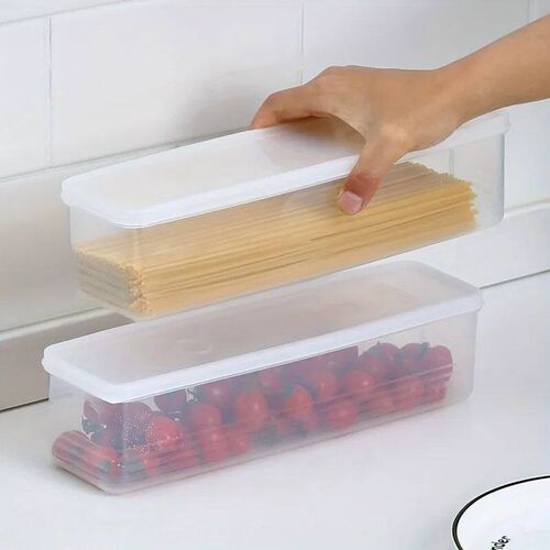 4 Pcs Long Rectangular Food Storage Containers, Plastic Reus