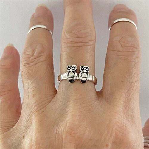 Boho Retro Ring Owl Design Minimalist ChicOwl Design Ring Bo