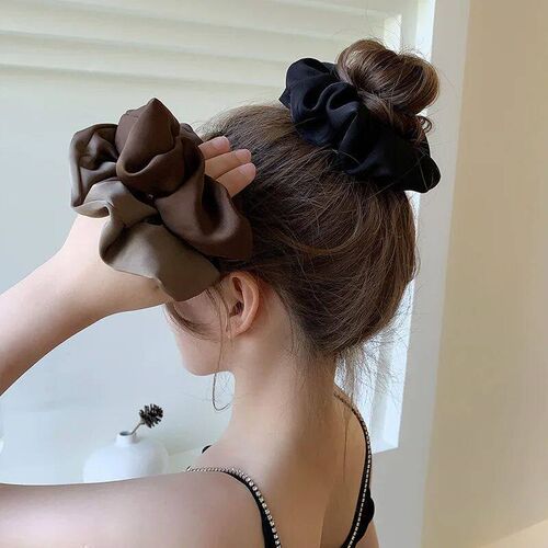 Newest Korean Woman Big Elegant Silk Elastics Hair Band Soli