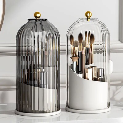 360 Rotating Makeup Brush Holder With Lid Luxury Cosmetic