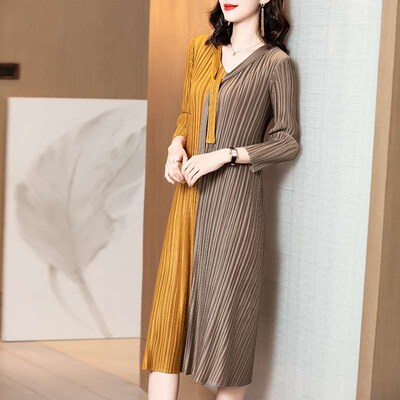 Jia Ning Jia Ning Pleate ress Spring Western Style Womens L