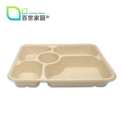 Disposable Pulp Food Grade Meal Boxes Multicompartment Degra