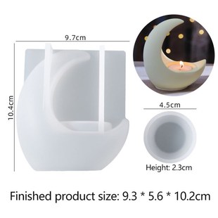 DIY Crescent Candlestick Silicone Mold 3D Moon Candle Tray R