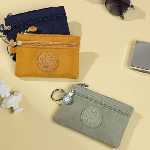 Womens Mini Square Canvas Coin Purse Handbag Card Package C