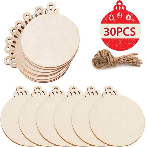 Wood chip DIY wooden Christmas ornaments unpolished predrill