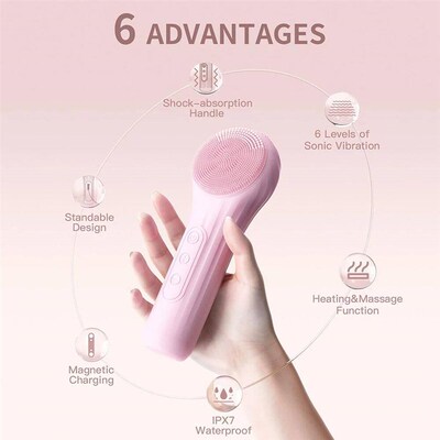 Sonc Waterproof Facal Cleansng Brush Rechargeable Scrubber E