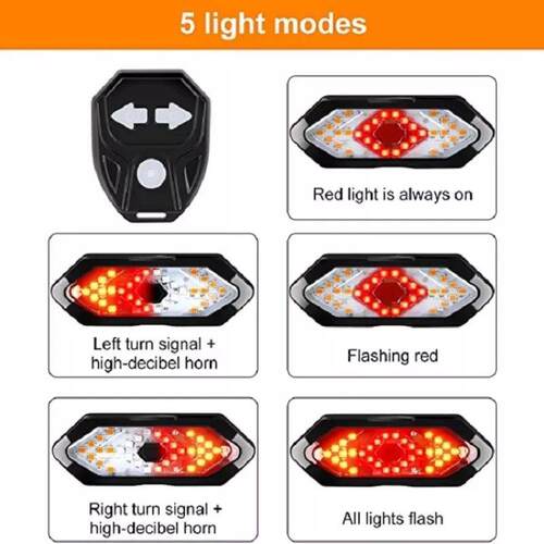 Bicycle Light Rear Wireless Remote Control Turn Signal Bike