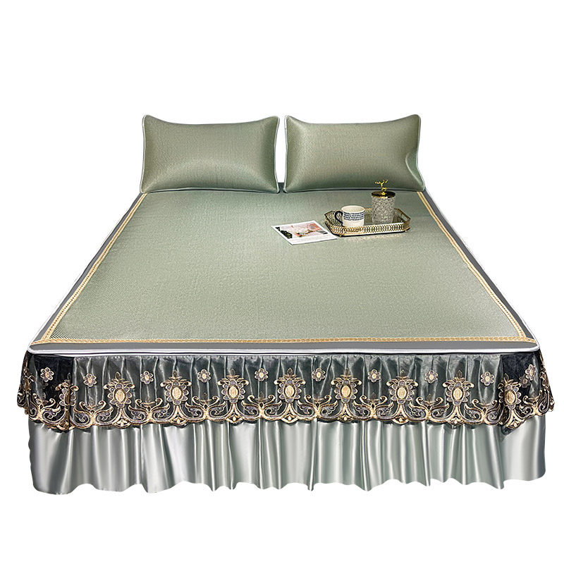 夏季冰藤席三件冰丝凉席可水洗可拆卸床裙款防滑空调软席子折叠,床上用品,冰丝席,淘宝优惠券,粉丝福利购,淘宝优惠卷