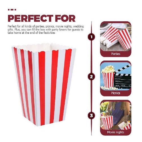 10 Pcs Popcorn Carton Containers Classic Red Boxes for
