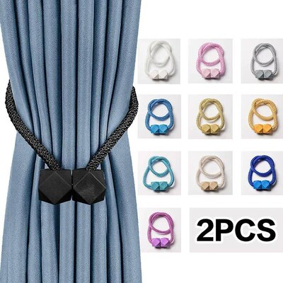2pcs Curtain Tiebacks with Strong Magnet Thick Rope Design B