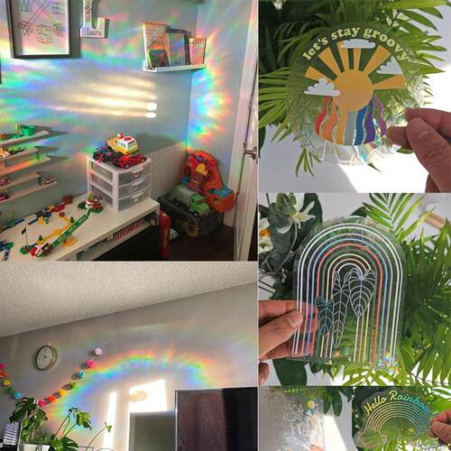 3D Rainbow Sun Catcher Wall ers Light Catcher PVC Window Fil