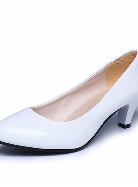 Spring Autumn Fashionable Roundtoe 5CM Lowheel Leather Shoes