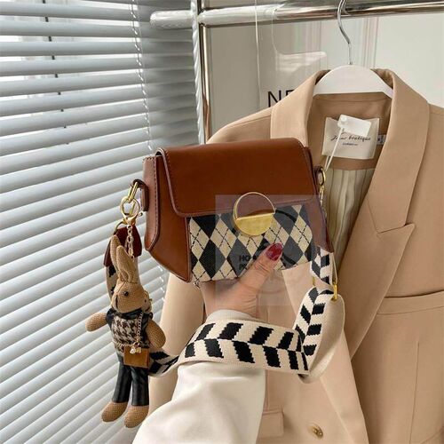 -Western style small bag womens new rhombus wide shoulder s