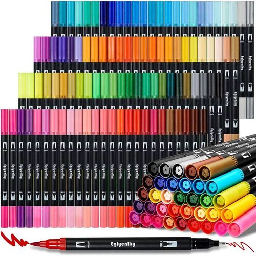 12-120Color Dual-Tip Brush & Fine Point Art Markers  Water