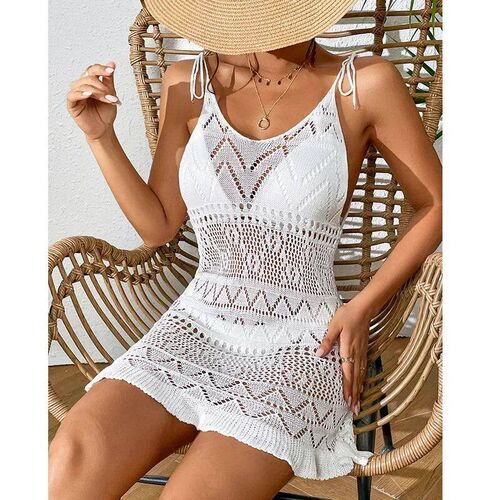 Dress Clothes Women Summer Solid Color Sleeveless Knitted ve