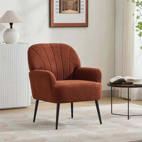 Modern Accent Single Sofa Chair,Lamb Fabric Upholstered Com