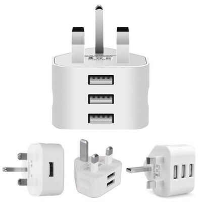 Universal UK Plug 3 Pin Wall Charger Adapter With 1/2/3 USB