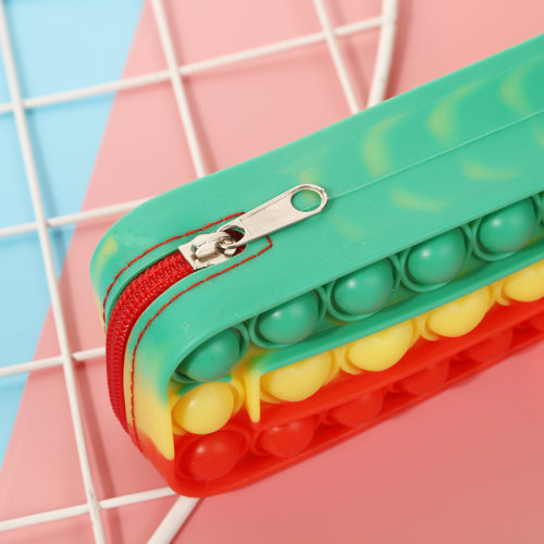 kids Pop It pencil case Fidget toy popit bag矽胶文具袋子笔袋
